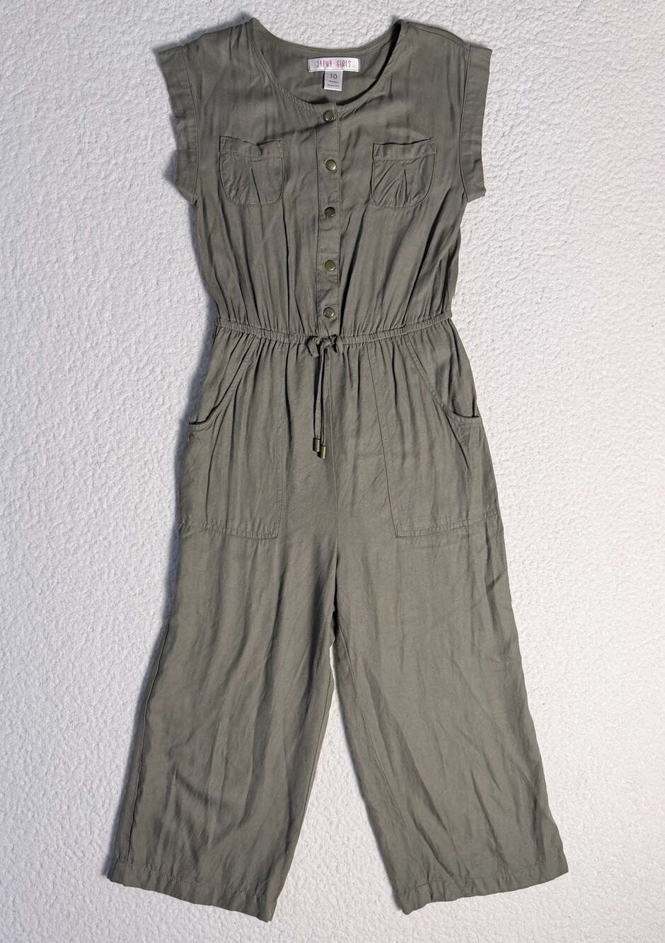 Japna Girls Olive Green Utility Jumpsuit Size 10